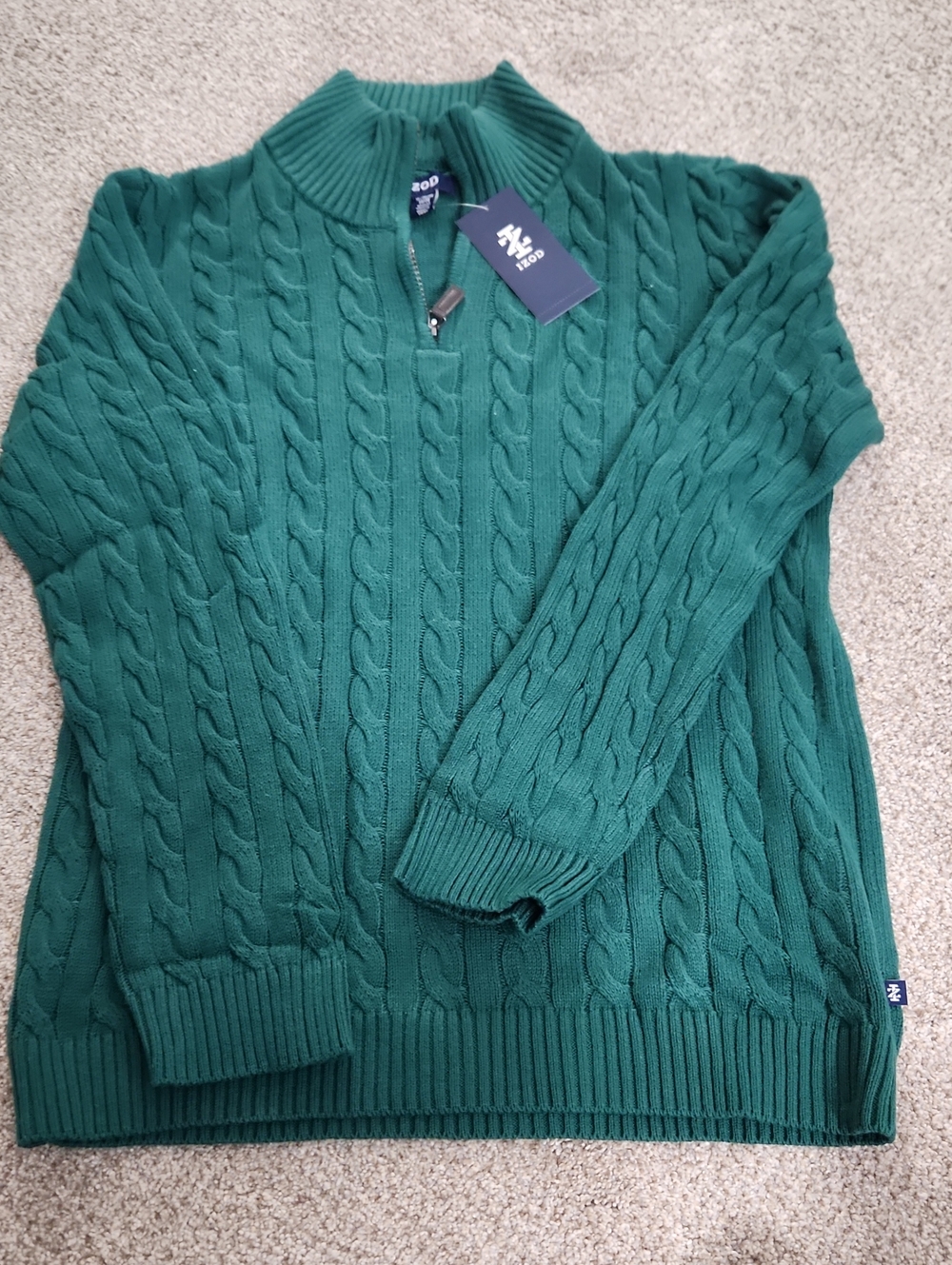 IZOD Boy’s Green Cable-Knit Quarter-Zip Sweater